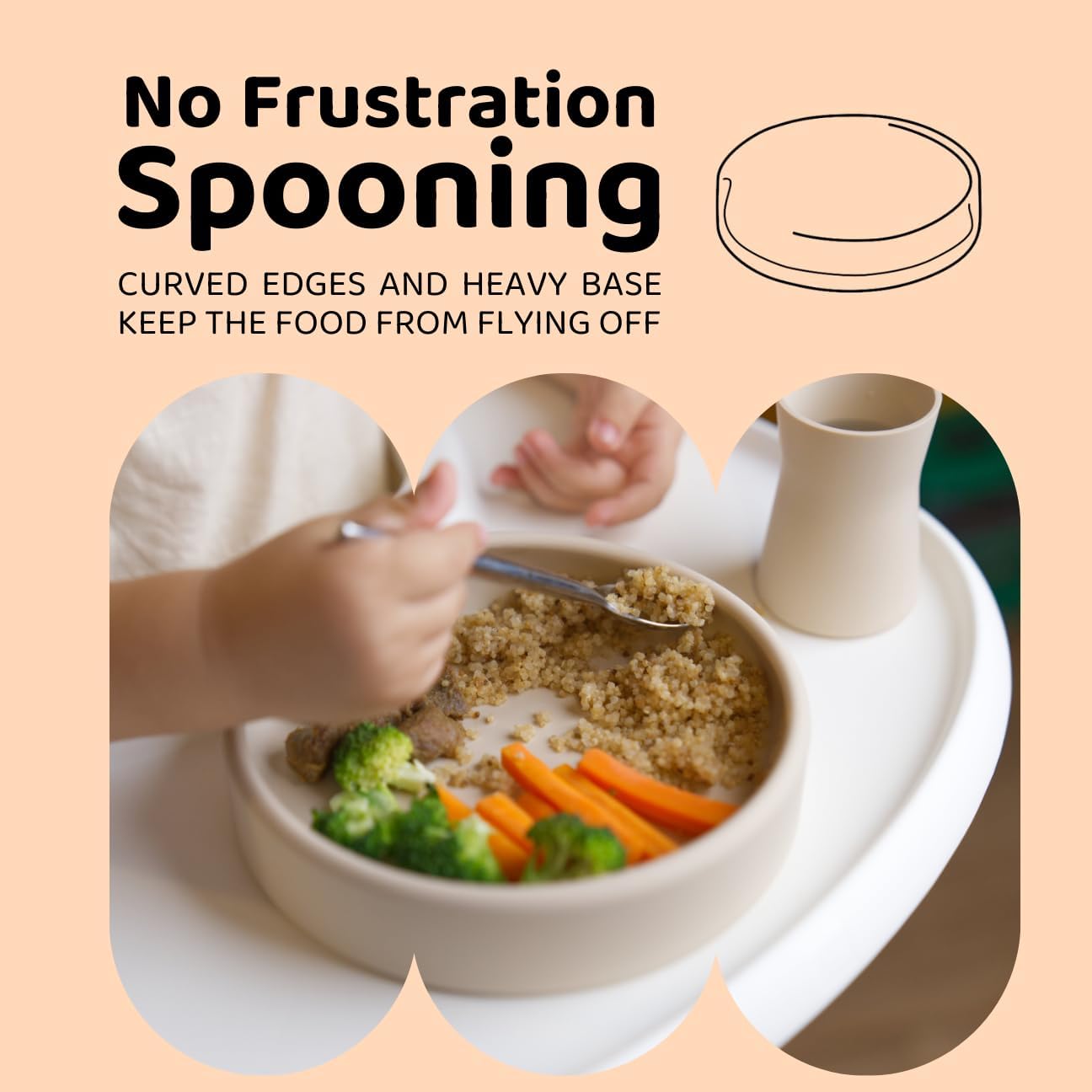 Solid Plate, Weighted Baby Toddler Plate, Silicone Plates for Baby, No-Division Kid Plates, Microwave & Dishwasher Safe Silicone Plate for Toddlers, No BPA, Matcha Green