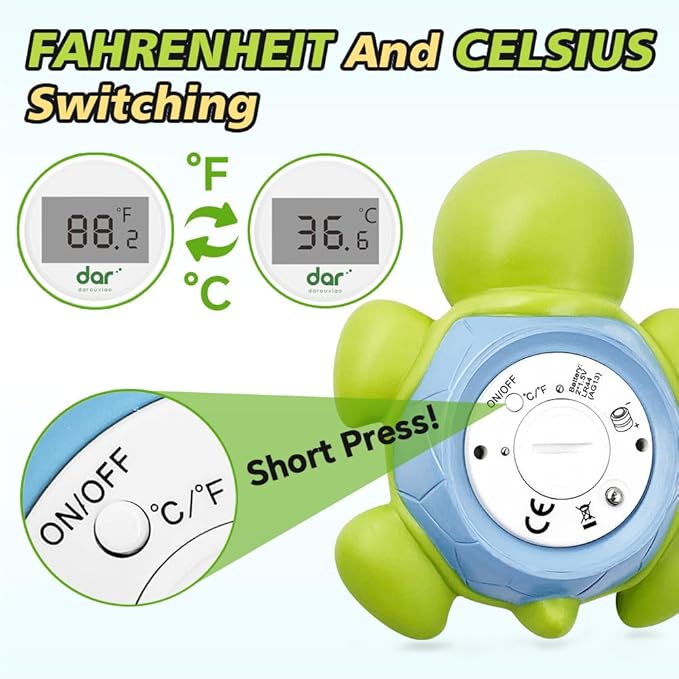 Baby Bath Thermometer, Digital Water Temperature Thermometers with 3 Color Backlit and Temperature Warning, Safety Bath Tube Thermometers Floating Toy for Infant, Toddler