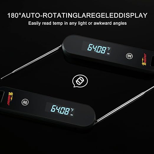 The Latest Thermocouple Instant Reading Meat Thermometer Digital,Faster Less Than 0.6 Second Response,IP67 Waterproof Thermometer Suitable for Grilling, Cooking,BBQ Gifts for Men (Black)