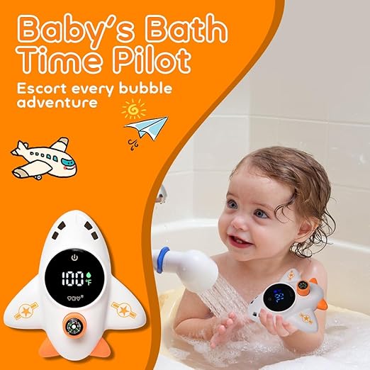 TKY Baby Bath Thermometer with Floating Toys - Digital Water & Room Temperature Monitor, Rechargeable Thermometer with Alerts for Newborn Bath Essentials, Infant Safety(TKYCD008)