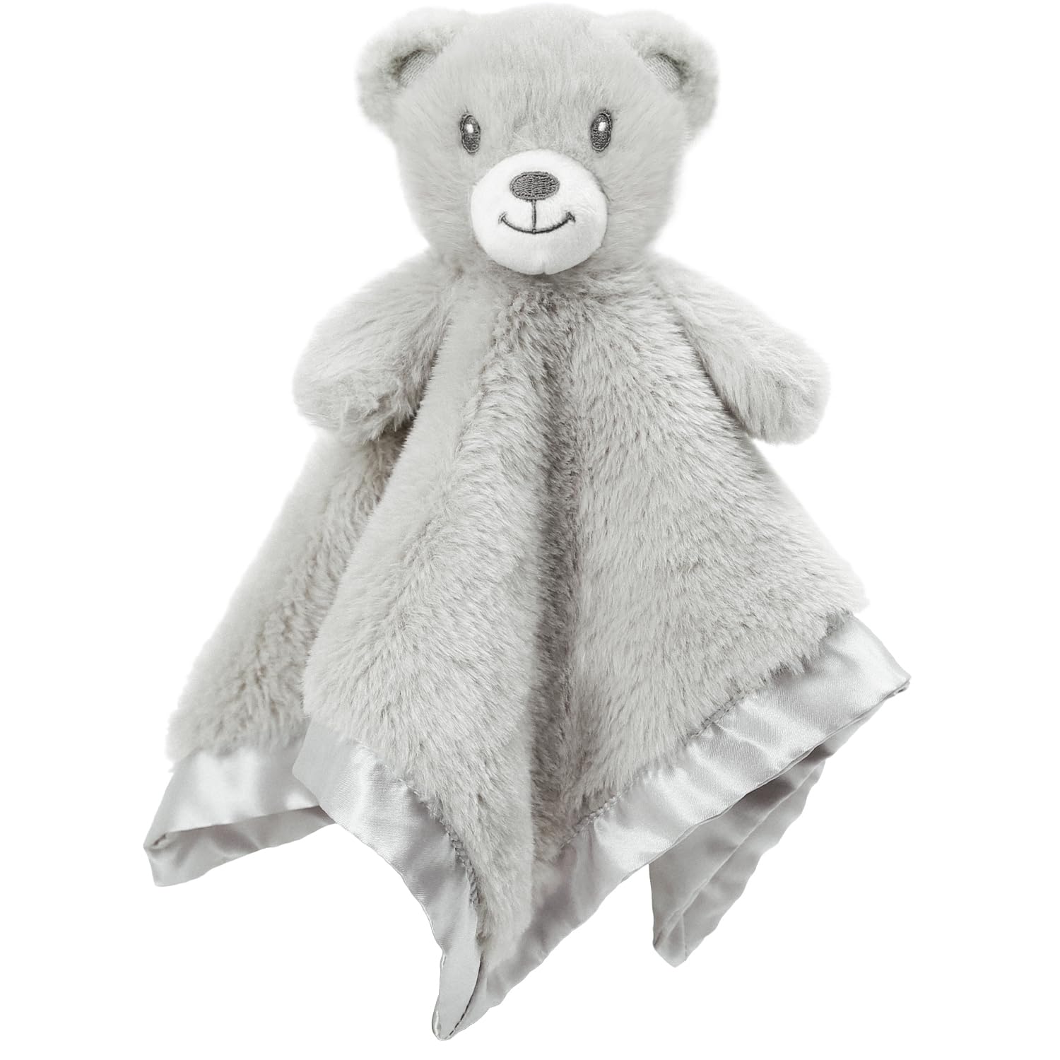 Bear Security Blanket Soft Minky Baby Lovey Animal Plush Blanket Unisex Lovie Gift for Toddler, Boys and Girls, 13.5 Inch (Grey)