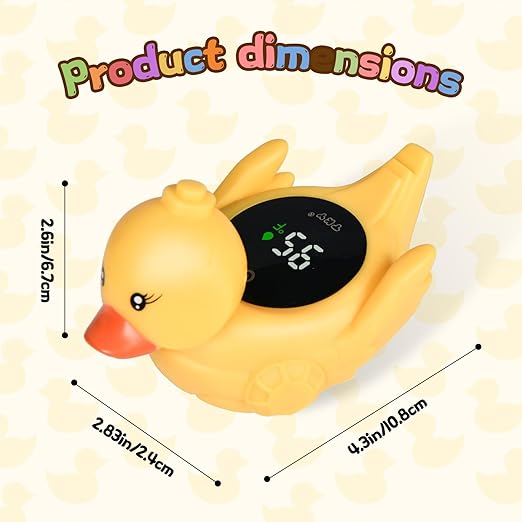 TKY Baby Bath Thermometer with Floating Toys - Digital Water & Room Temperature Monitor, Rechargeable Thermometer with Alerts for Newborn Bath Essentials, Infant Safety