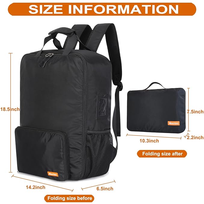 Mactso Stroller Travel Bag Compatible with GB Pockit and GB Pockit Air Plus All Terrain, Lightweight Stroller Travel Backpack for Airplane (Black, M)