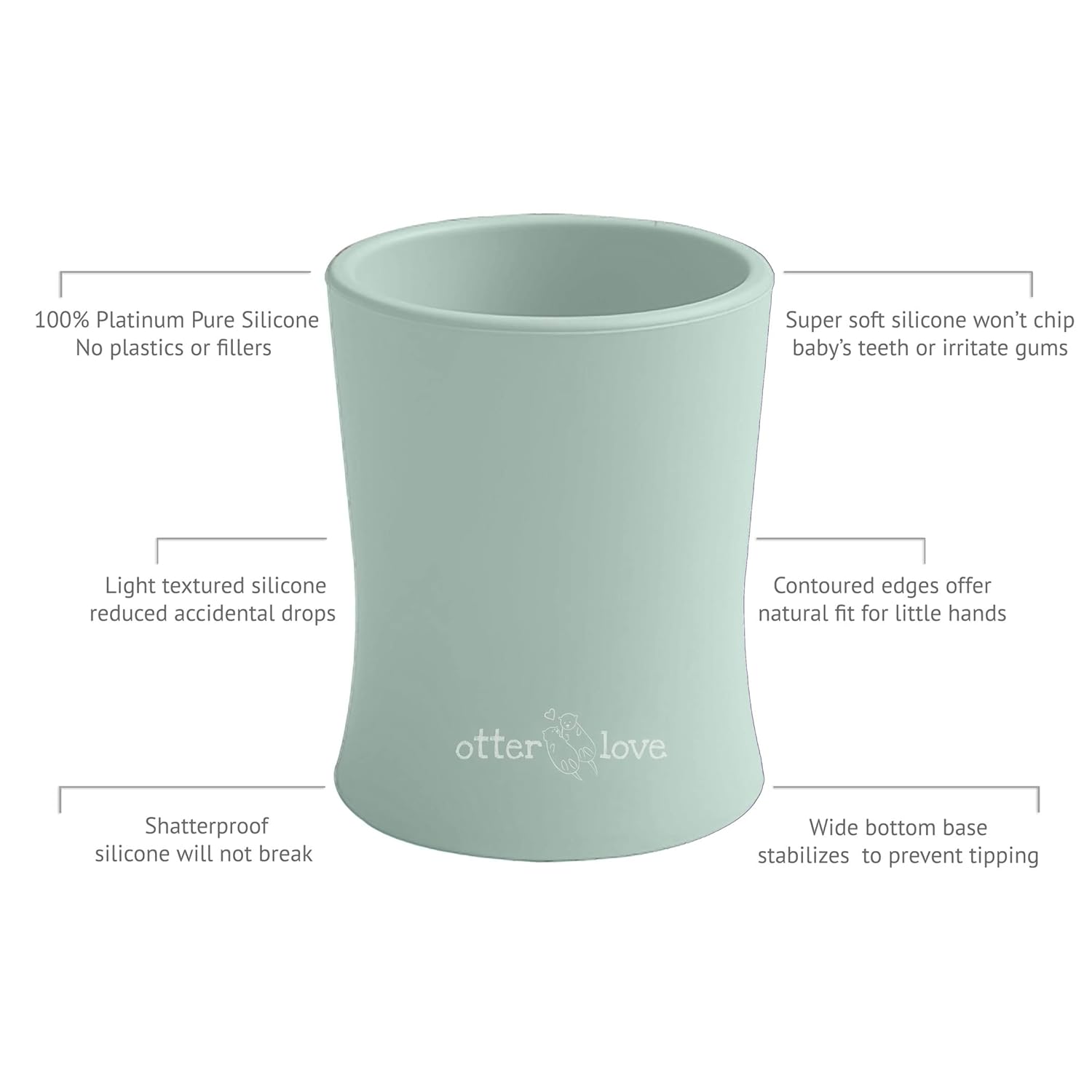 otterlove Silicone Baby & Toddler Training Cup - Pediatric OT Approved - 100% Platinum Pure LFGB Silicone - Unbreakable - Plastic Free - Tiny Cup Perfect for Baby Led Weaning (2 Pack - Sage + Sand)