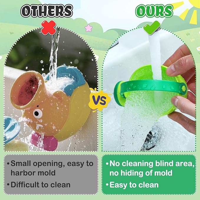 Small Soft Bath Toys for Toddlers 1-3 - Super Easy to Clean Water Table Toys Baby Tub Swimming Pool Toy Fun Tactile Training Newborn Gifts, 3Packs (Green)