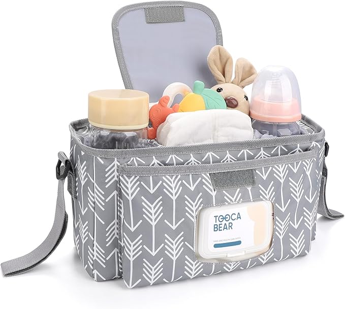 Accmor Universal Stroller Organizer with Insulated Cup Holder and Shoulder Strap, Stroller Bag Caddy Organizer Stroller Accessories for Uppababy, Baby Jogger, Nuna, Doona, Britax Strollers