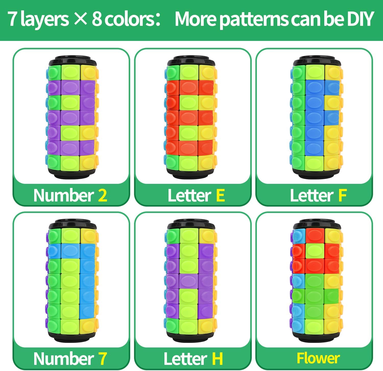 Rotate and Slide Puzzle, Finger Spinner Puzzle, Fidget Toys, Decompression Toy, 8 Colors,7 Layers, Educational Sensory Toy for Kids Adults (8 Colors X (4 Layers + 8 Layers))