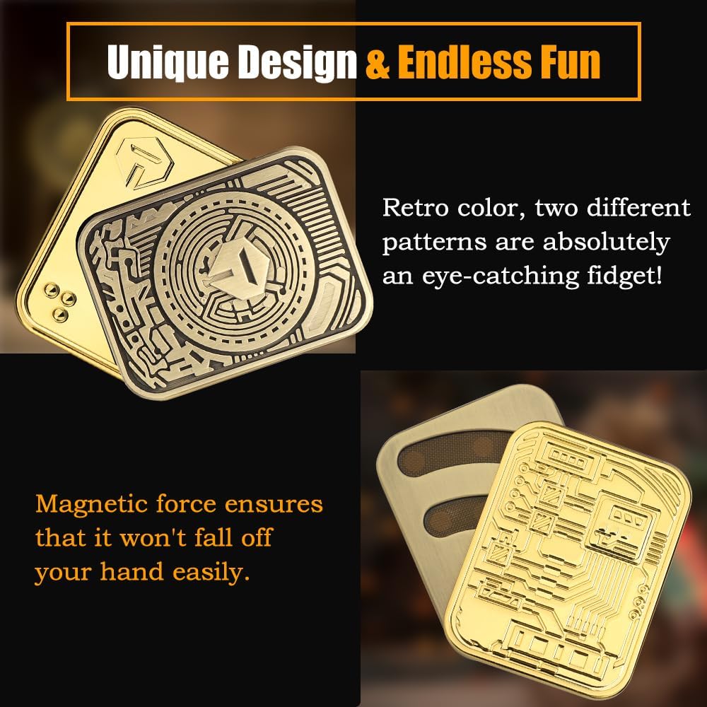 Cool Chip Fidget Slider for Kids, Fidget Toys Adults Metal Magnetic Fidgets Desk Toys, EDC Gadgets Anxiety Stress Relief Desk Toys, ADHD Tools for Adults Mens Gifts for Him & Dad, Boyfriend