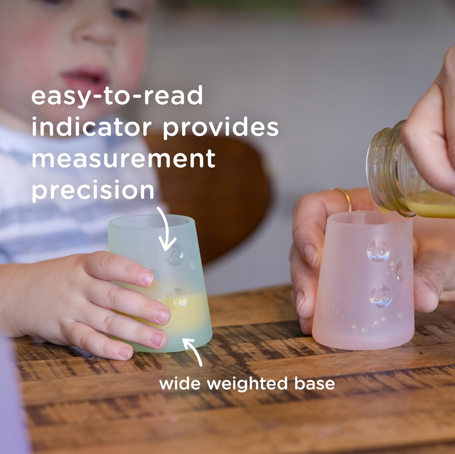 Olababy First Cup | Clear Sense 100% Silicone Infant Trainer Cup | 2oz Medicine Cup for Newborn | Non-Slip & Sloping Design for Tiny Hands & Baby Led Weaning (Lemon, 1 Cup)