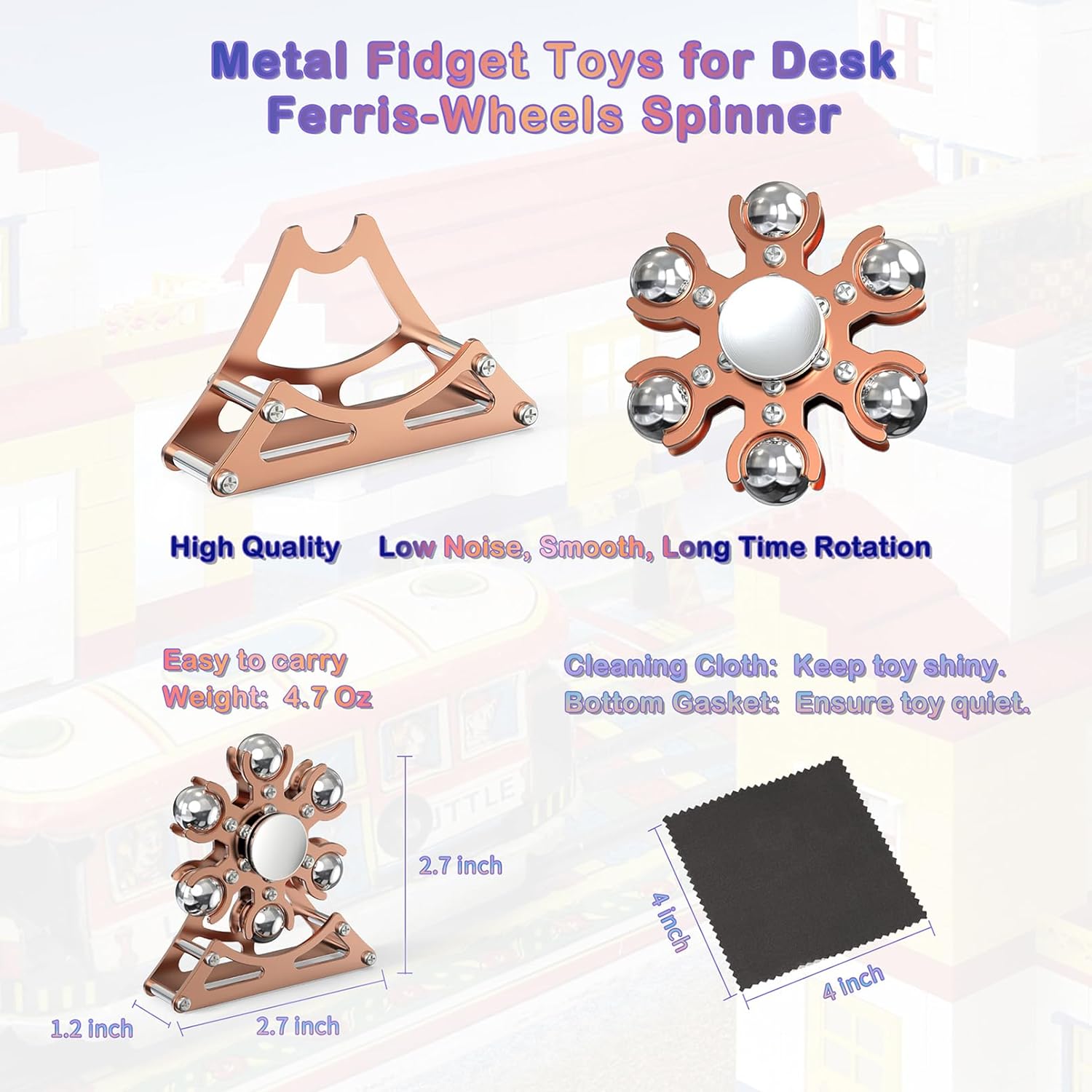 Desk-Fidget-Toys Ferris-Wheels-Spinner: Metal Kinetic-Fidget-Spinner 4mins, EDC-Toy Cool-Gadgets for School Office Christmas, ADHD Tools Gift Cool-Stuff Stress Relief Gift for Kid Children Teen Adult