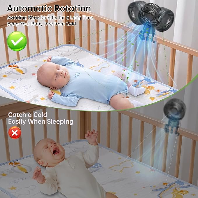 50H Portable Stroller Fan, 15000mAh Ultra-Long Battery Powered Rechargeable Personal Fans, Tripod Clip Fan with Auto Rotation,3 Speed Desk Handheld Cooling for Travel Car Seat Bedroom