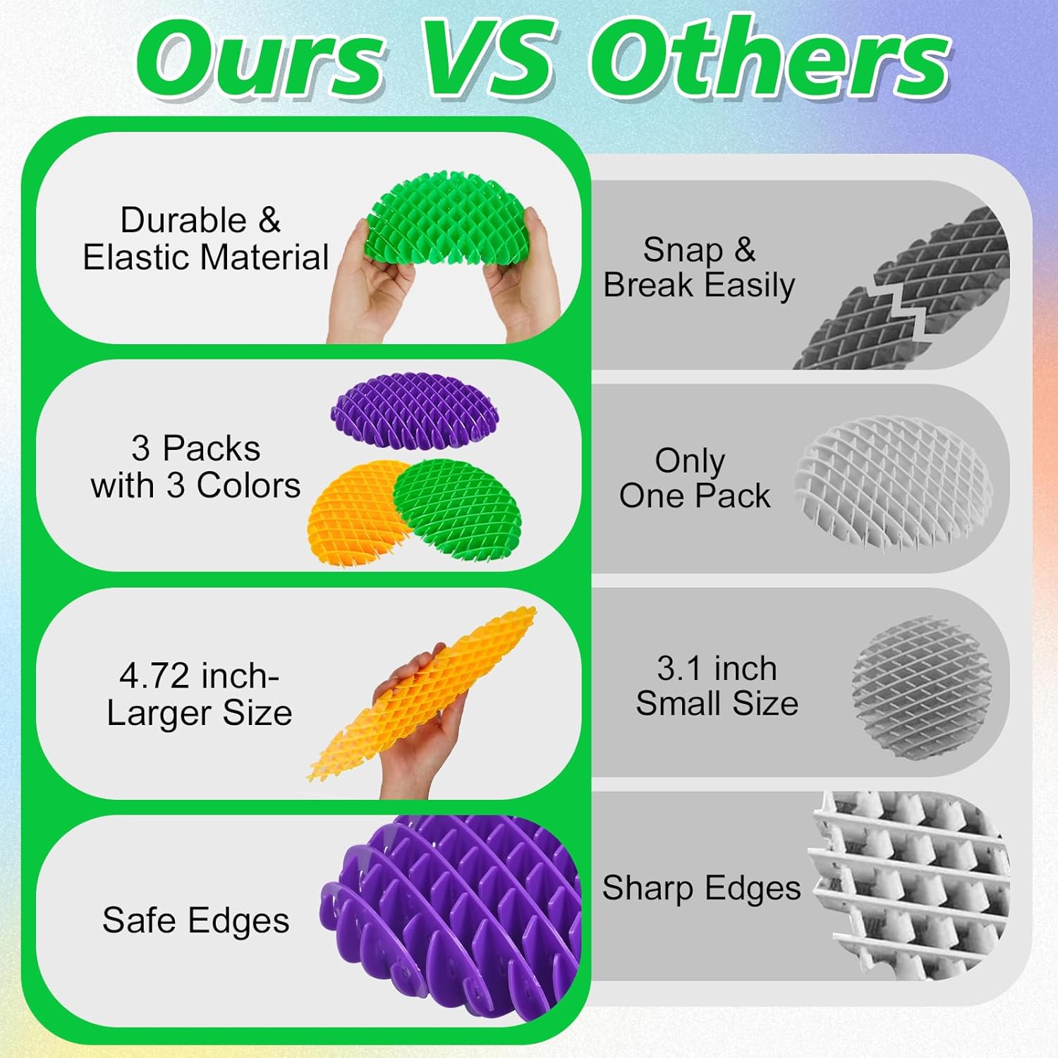 3 PCS Fidget Worm Toy Large Size, Release Anxiety Toy, Sensory Toys, High Elastic Plastic Material Gift for Kids Adults with Autism