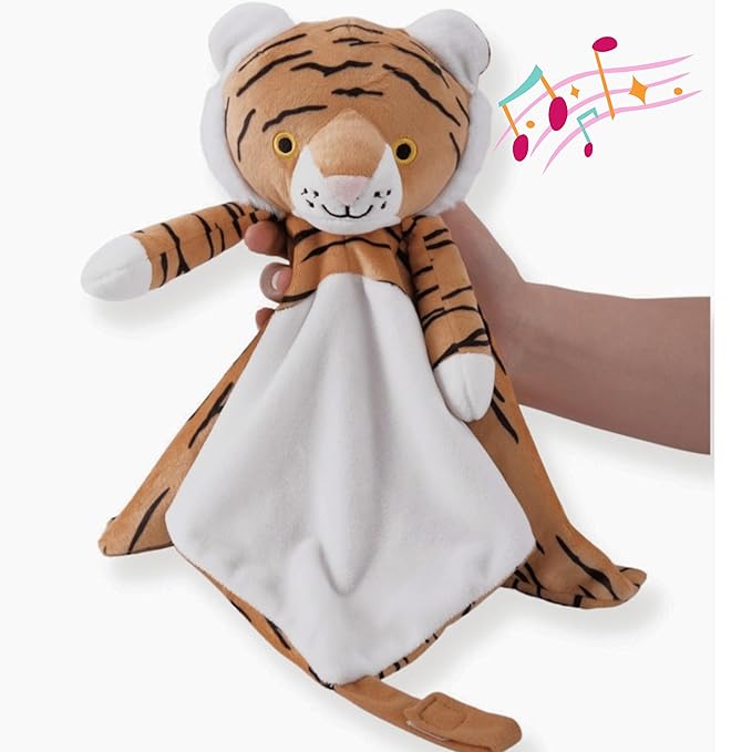 4-in-1 Sound Machine, Baby Lovey, Blanket - White Noise & Lullaby Plush Tiger - Calms & Reduces Wakeups, Helps Toddler Sleep Longer - Proven Sleep Aid -Musical BPA-Free, Machine Washable Newborn Gift