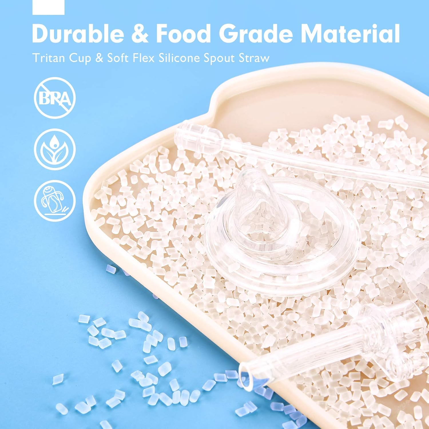 hahaland Sippy Cup for 6+ Month Old - 2 in 1 Spout & Straw Sippy Cups for Toddlers 1-3 No Spill Transition Weighted Straw Toddler Cups - 1 Cup with 2 Nipples