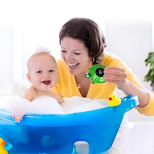 TKY Baby Bath Thermometer with LED Display-Rechargeable Water&Room Temperature Monitor, Floating Toy with Temp Alert, Waterproof for Newborns, Nurseries - Must Have Bath Essentials (Green Tortoise)
