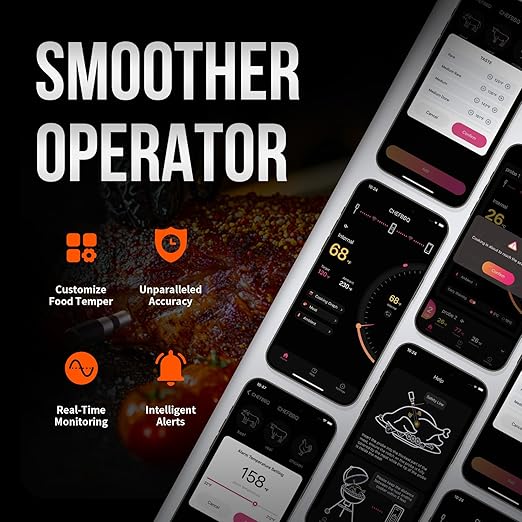 Meat Thermometer Digital Wireless, 800FT Long Range Bluetooth Cooking Thermometer, Food Thermometer for Remote Monitoring of Grill, Oven, Smoker, Air Fryer, Rotisserie, iOS & Android App