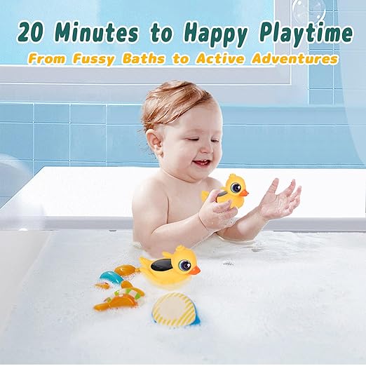 TKY Big-Eye Duck Baby Bath Thermometer - Digital Water & Room Temp Monitor with LED Alerts, Floating Bath Safety Essential for Newborns, Infants, Toddlers (Rechargeable, IP67 Waterproof)