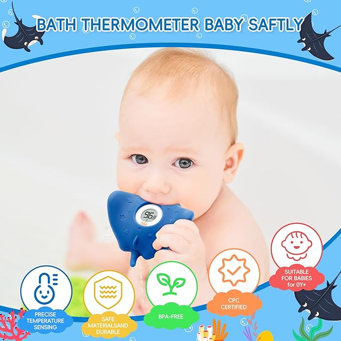 b&h Silicone Baby Bath Thermometer - Safety Digital Infant Bathtub Temperature Thermometer, Color-Coded Display, Quick-Read, Detachable Silicone Jacket, Dishwasher Safe, Temperature Toy