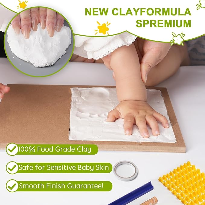 Baby Keepsake Frame,Personalized Newborn gifts,Newborn footprint kit,Baby hand and footprint kit,new mother gifts(grey)