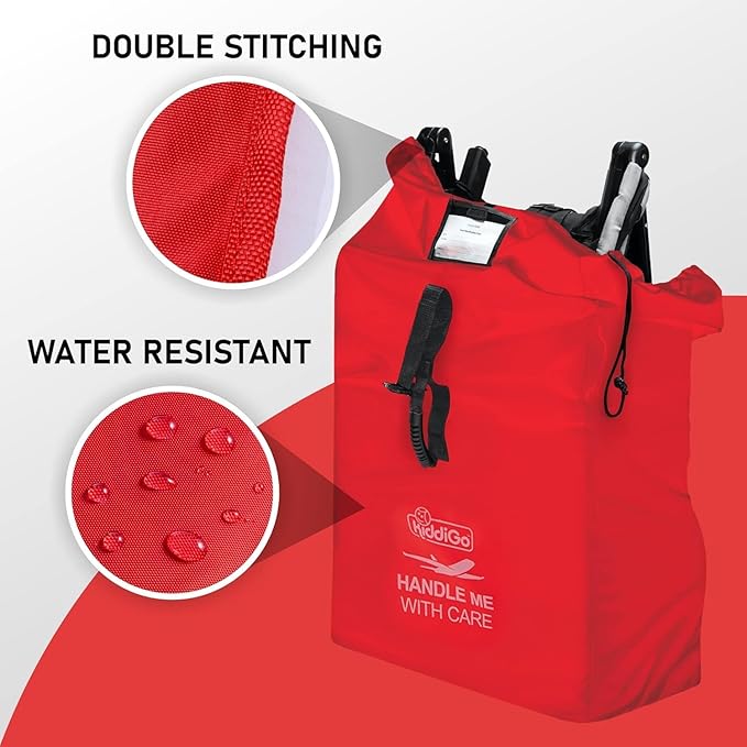 Travel Stroller Bag for Airplane, Red, 47" H x 24" W x 15" D, Fits Most Large, Single, Double, Jogging Strollers,Waterproof, Heavy-Duty Protection, Easy-to-Carry Design