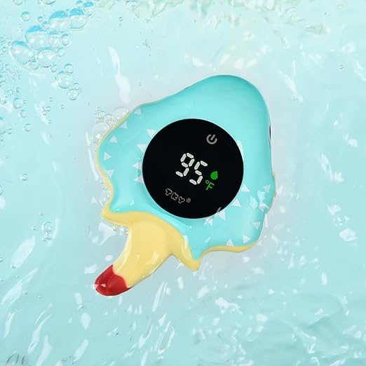 TKY Baby Bath Thermometer with Floating Toys - Digital Water & Room Temperature Monitor, Rechargeable Thermometer with Alerts for Newborn Bath Essentials, Infant Safety