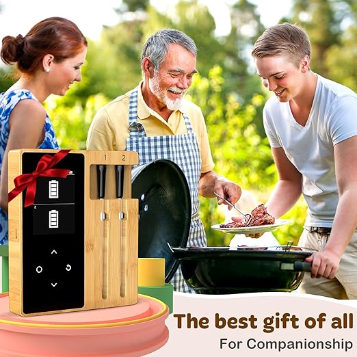 Smart Accurate Wireless Meat Thermometer - 2 Probes for BBQ, Smoking, Grilling, Cooking with Real-Time Alerts, Long Range Bluetooth, Dishwasher Clean, Waterproof for Indoor Outdoor Kitchen Use