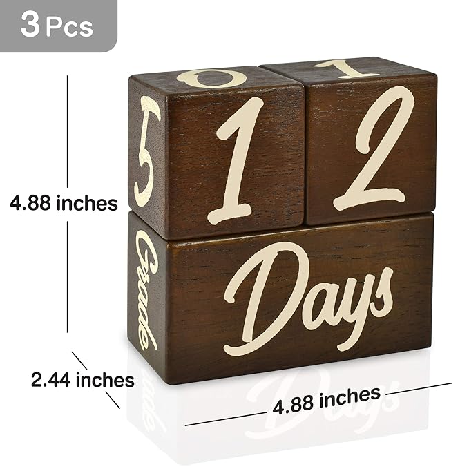 I'm Solid Wood Weekly Monthly Yearly Baby Milestone Age Blocks, Gender Neutral, Newborn Gifts & Keepsakes for Picture Props (3 Pcs/Brown)