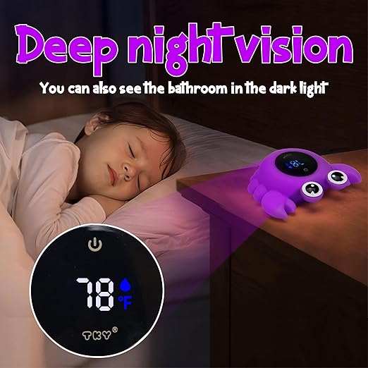TKY Baby Bath Thermometer with Floating Toys & Room Temperature Monitor - Rechargeable Digital Thermometer with Temperature Alerts, Bath Essentials for Newborns, Infants Crab (Purple)