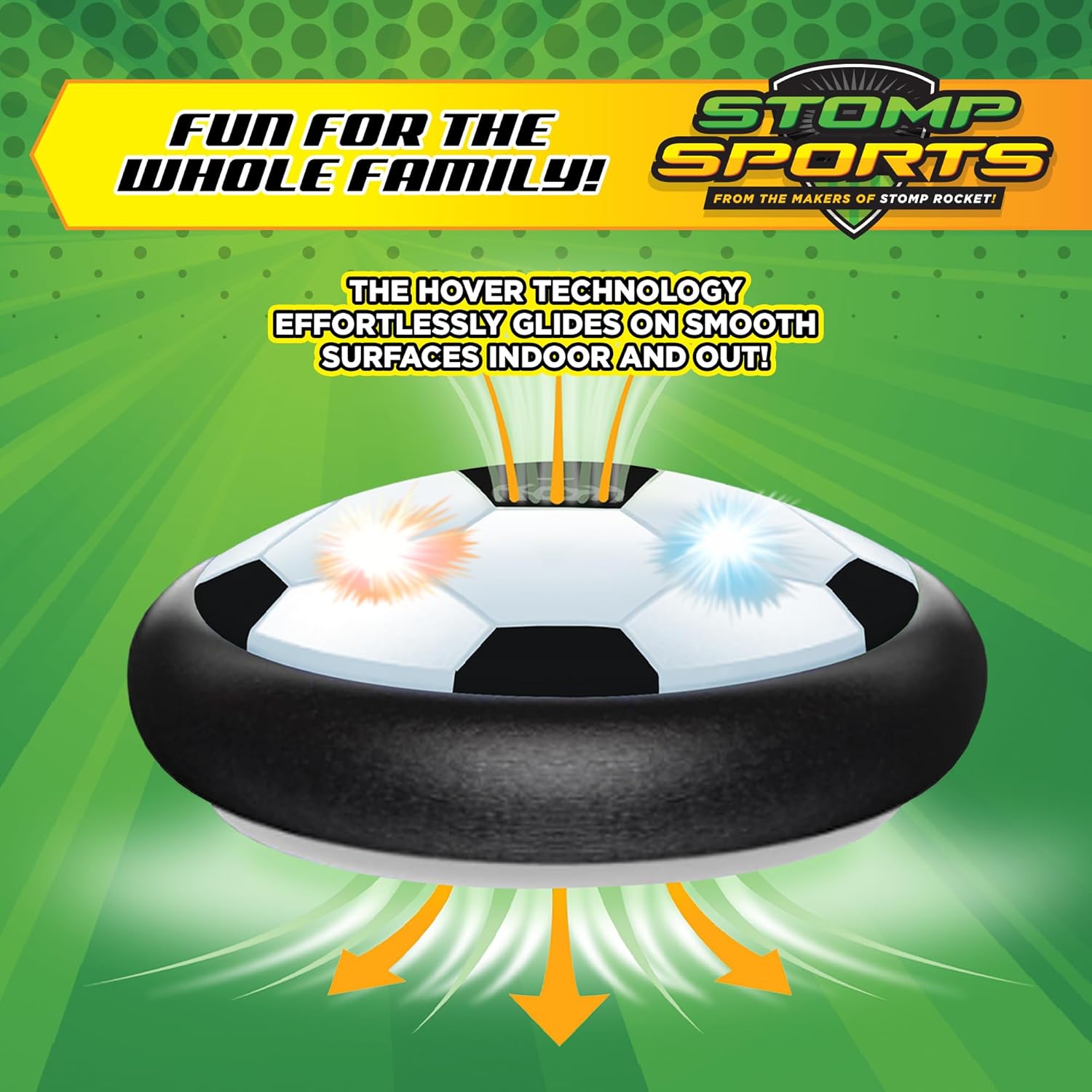 Hover Soccer 2 Pack from The Makers of Stomp Rocket – LED Lights and Padded Bumpers Indoor Air Soccer Toy for Boys Girls Ages 3 4 5 6 7 8 + Fun Games