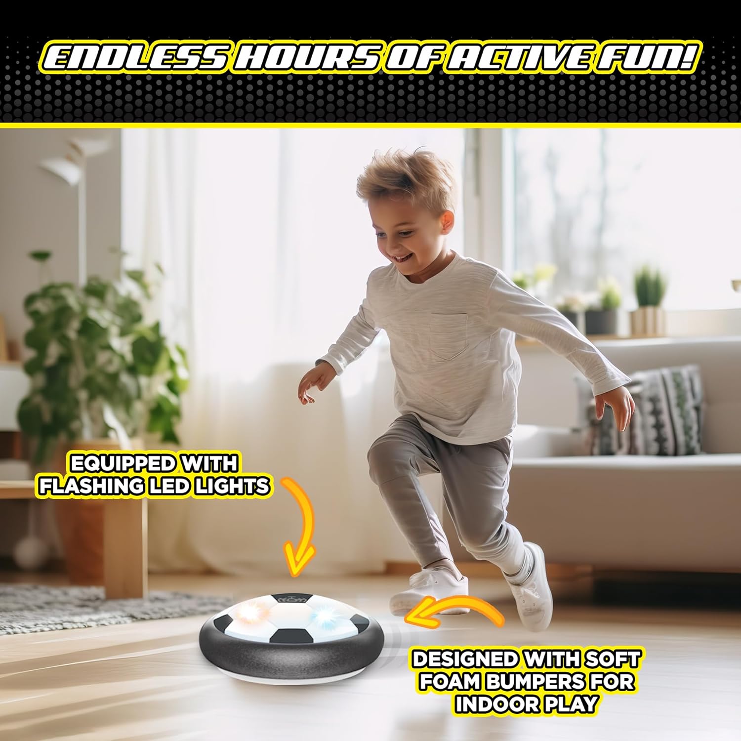 Hover Soccer from The Makers of Stomp Rocket – LED Lights and Padded Bumpers Indoor Air Soccer Toy for Boys Girls Ages 3 4 5 6 7 8 + Fun Games