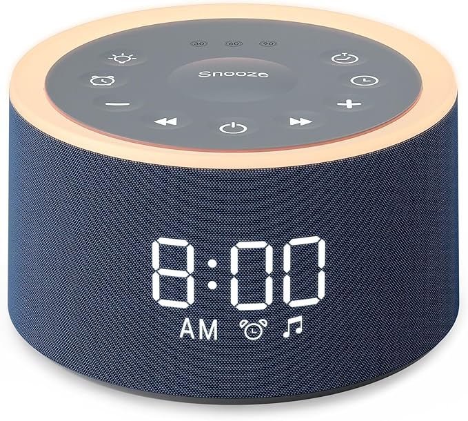 Dreamegg D1+ Sound Machine & Alarm Clock - Sound Machine for Sleep, White Noise Machine with 29 Soothing Sounds, Night Light, 0-100% Dimmable, White Noise Alarm Clock for Bedrooms Adults Baby, Blue