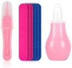 Baby Grooming and Healthcare Kit, Portable Baby Safety Care Set with Hair Brush Comb Nail Clipper Nasal Aspirator for Nursery Newborn Infant Girl Boy (25 in 1 Pink)