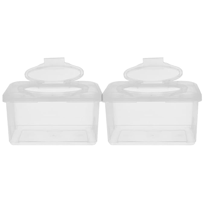 Flushable Wipes Dispenser 2pcs Clear Plastic Baby Wipes Dispenser Portable Refillable Tissue Box On- The- Go Baby Wipes Holder for Outdoor Travel Wipe Warmer
