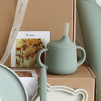 Moonkie Silicone Baby Sippy Cups | 3 Stages Training Cup Straw Cup for Infants Toddlers and Kid | 4 oz 1Pack