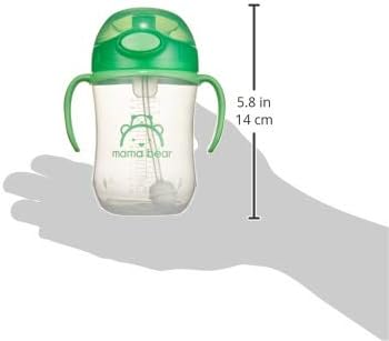 Amazon Brand - Mama Bear Silicone Weighted Straw Sippy Cup, 9 Ounces, Pack of 2, Blue/Green