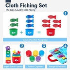 Toddler Montessori Toys Fishing Game with Stacking Cups Storage Bag Number Counting Color Sorting Shape Learning Toys Hand-Brain Coordination Sensory Ability for 1-3 Year Old Girl Boy Birthday Gifts
