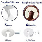 Door Pinch Guard and Door Slam Stopper, Durable Silicone Door Finger Pinch Guard, Prevents Finger Pinch Injuries, Slamming Doors, Door Safety for Kids, 2 Packs White Basic.