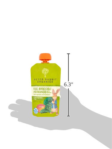 Pumpkin Tree Peter Rabbit Organics, Banana, Mango, and Kale, 4 Squeeze Pouch, Mango, Broccoli & Kale, 4.4 Ounce (Pack of 10)