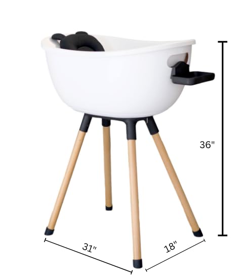 Luxury Baby Bathtub with Wooden Stand – 3-Stage Convertible, Ergonomic & Back-Saving Design