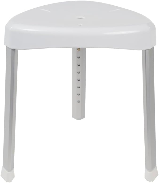 VMS Shower Stool - 300 lbs Capacity, Height Adjustable, Non-Slip Feet, Tool-Free Assembly, TAA Compliant