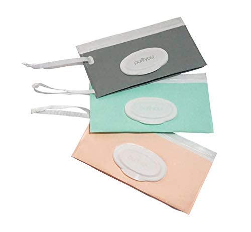 Baby Wipe Case Travel Holder | Keeps Wipes Moist | Set of 3 Wet Wipes Holders Cases | Portable Travel On The Go Refillable Dispenser Container, by purifyou