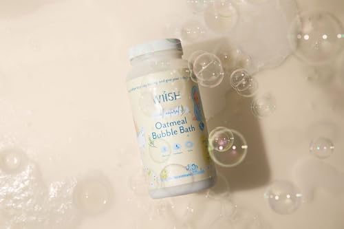WIISH Baby Oatmeal Bubble Bath - Baby Bubble Bath for Sensitive Skin with 30% Colloidal Oatmeal | Aloe vera powder + Lavender powder Healing Ingredient, soothing Itchiness, Rashes, Dryness 32oz (520g)