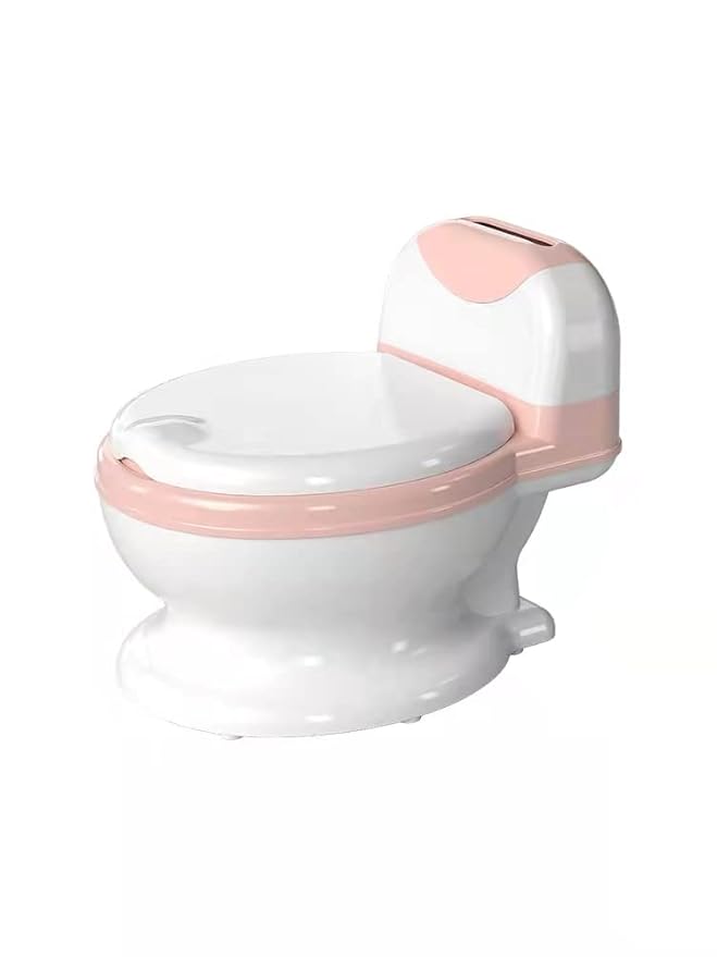 Potty Training Toilet, Realistic Potty Training Seat, Toddler Potty Chair with Soft Seat, Removable Potty Pot, Toilet Tissue Dispenser and Splash Guard, Non-Slip for Toddler& Baby&Kids White, Pink