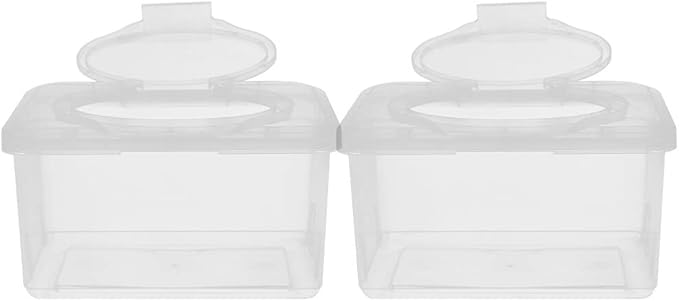 Sewroro 2pcs Wipes Dispenser Transparent Tissue Box Holder Baby Wipe Holder Refillable Wipe Container Case for Home Office