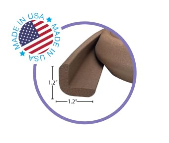 Kidkusion Baby Proof Edge Guards for Safety | Made in The USA | 40 Feet | Brown | Edge Protectors for Furniture, Tables, Fireplaces | Heavy Duty Tape Included