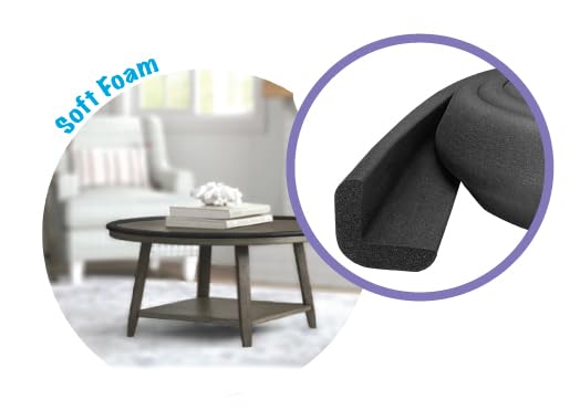 Kidkusion Baby Proof Edge Guards for Safety | Made in The USA | 44 Feet | Black | Edge Protectors for Furniture, Tables, Fireplaces | Heavy Duty Tape Included