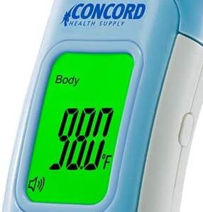 Concord Non-Contact Infrared Forehead Thermometer with Tri-Color LCD Display, 3 Modes Body, Surface and Room Temperatures. for Kids, Infants, Toddlers, Adults and Nurses