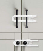 Sliding Cabinet Locks for Child Safety | Baby Proof Your Kitchen, Bathroom, and Storage Doors | Childproof Safety Locks for Knobs and Handles | Easy Install (4 Pack, White)