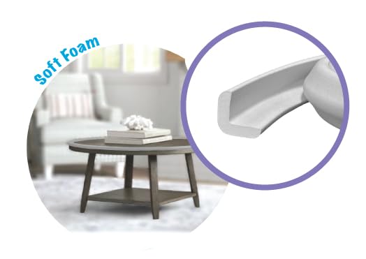 Kidkusion Baby Proof Edge Guards for Safety | Made in The USA | 24 Feet | Soft Gray | Edge Protectors for Furniture, Tables, Fireplaces | Heavy Duty Tape Included