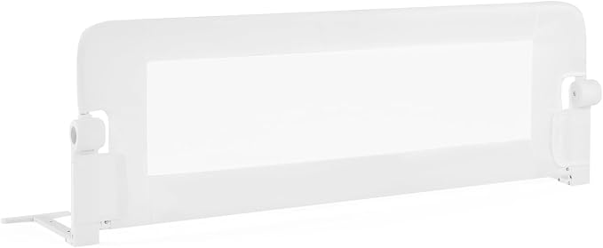 BABY JOY Bed Rails for Toddlers, Swing Down Safety Bed Guard for Convertible Crib, Folding Baby Bedrail for Kids Twin, Double, Full Size Queen & King Mattress (48-Inch, White)